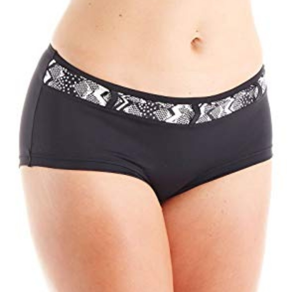 NEW Elomi Lucky Star Girl Short Swim Bottom 7528 Black & White Print
